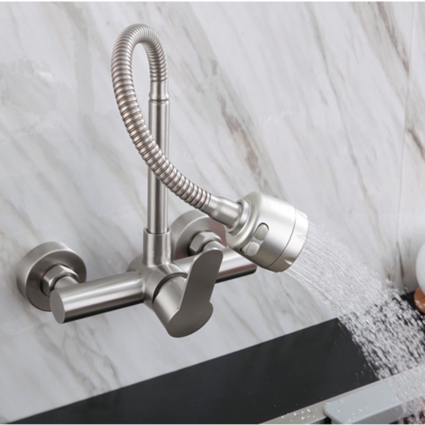 Vòi rửa chén bát nóng lạnh inox 304 Xịn xoay 360 độ tiện lợi [BH: None]