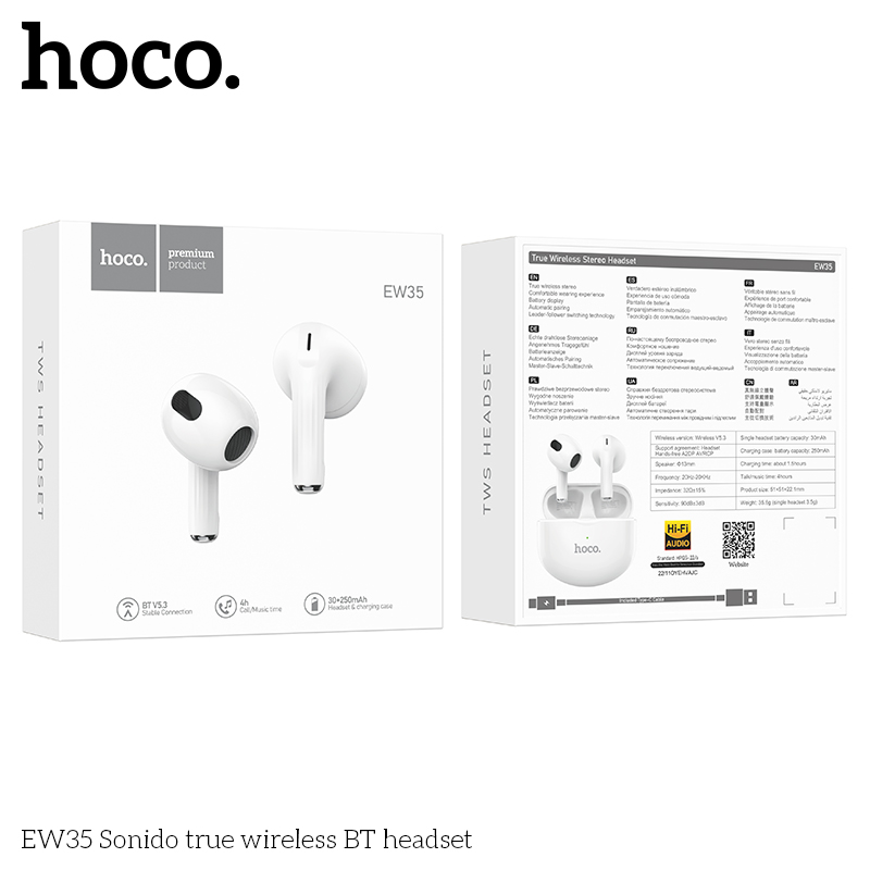 TAI NGHE BLUETOOTH HOCO EW35 TRUE WIRLESS TWS KIỂU DÁNG AIRPODS PRO3 CHÍNH HÃNG [BH 1 NĂM]
