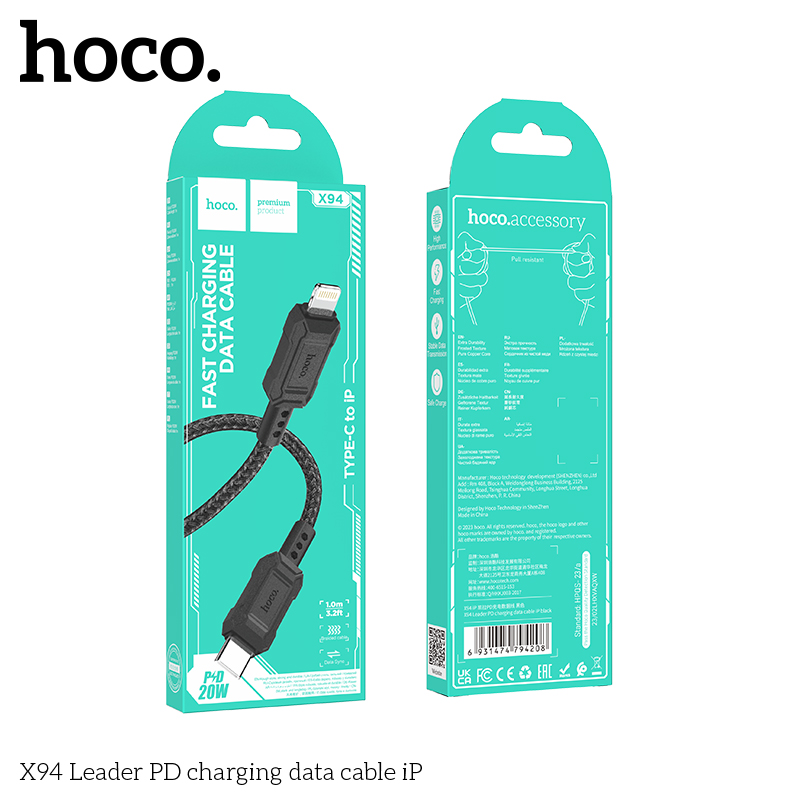 Cáp sạc nhanh 20w HOCO X94 (c-l) 1m - type c ra iphone lightning chính hãng [BH 1 năm]