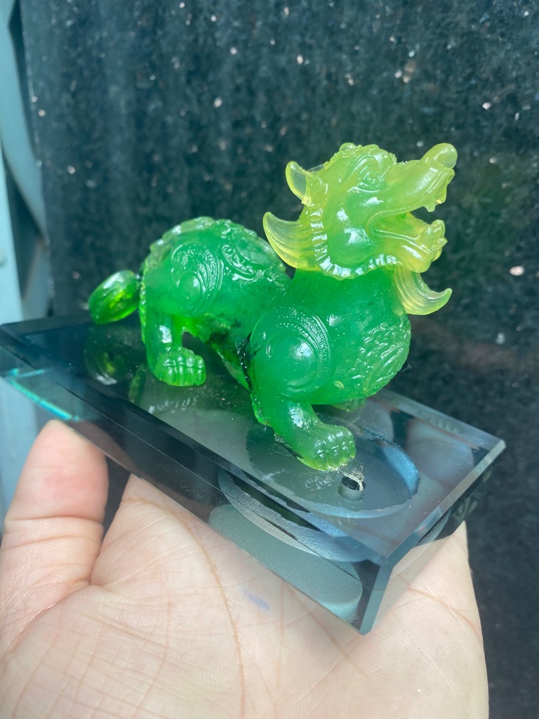 Tượng Tì hưu để bàn chiêu tài lộc màu xanh [BH: NONE] / pktn sale