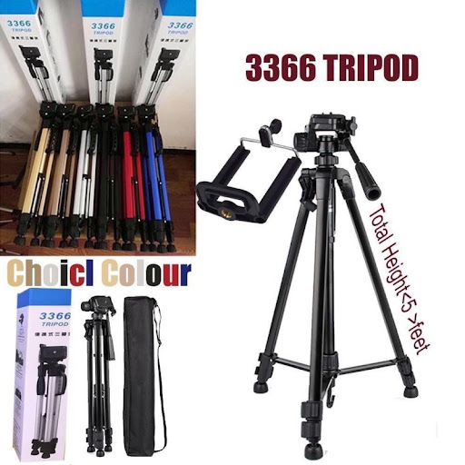 Giá đỡ kẹp điện thoại Tripod 3366 (1.5m) Chân máy chụp ảnh cao 1.5m loại 1 [BH 1 tuần]