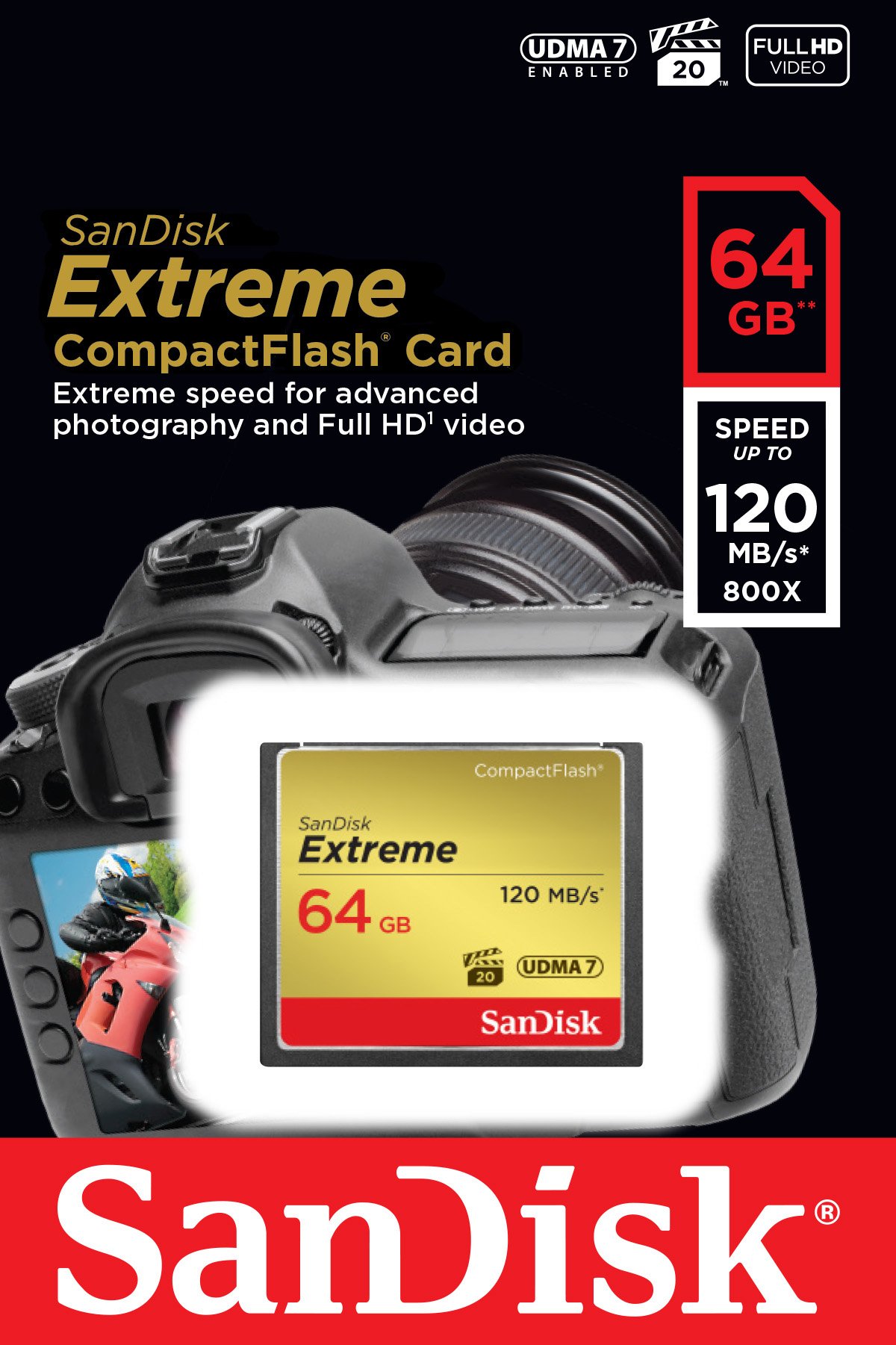 Thẻ nhớ máy ảnh Sandisk Extreme UDMA 7 64GB 120mb/s chính hãng [BH: 2 NĂM]