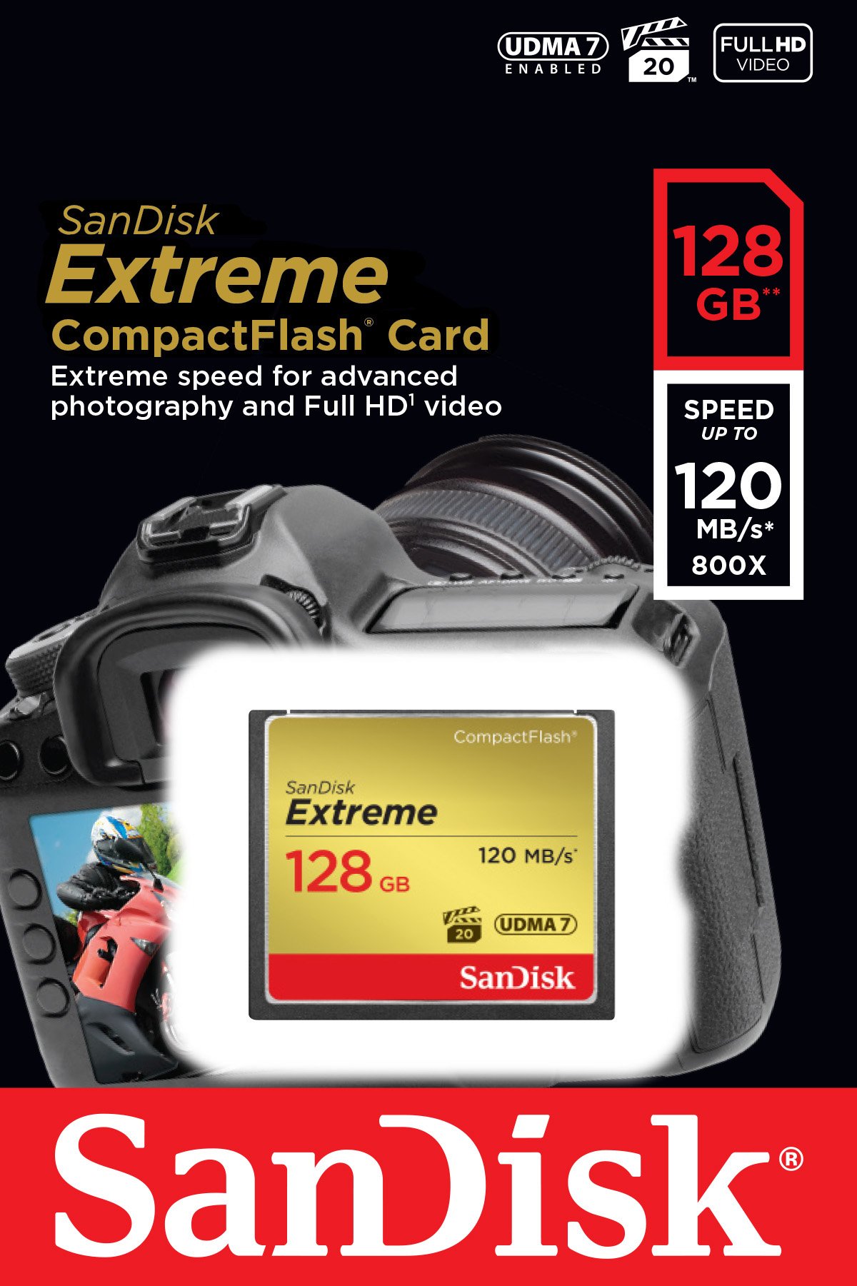 Thẻ nhớ máy ảnh Sandisk Extreme UDMA 7 128GB 120mb/s chính hãng [BH: 2 NĂM]