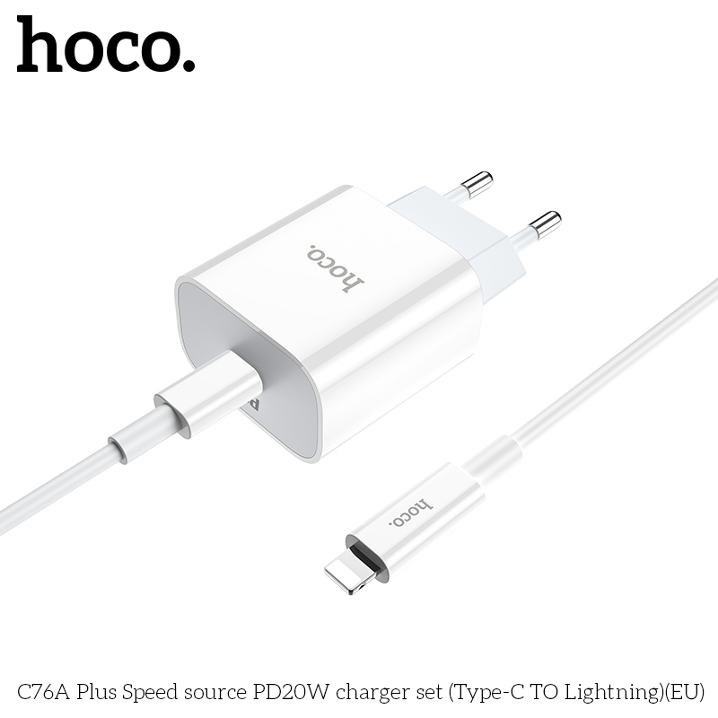 Bộ Sạc Nhanh 20W HOCO C76A Plus (c-l) Type C ra iPhone Lightning Chính Hãng [BH: 1 NĂM]