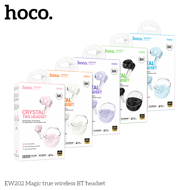 Tai nghe bluetooth HOCO EW202 True wireless V5.4 35mAh/350mAh kiểu dáng AIRPODS chính hãng [BH 1 năm]
