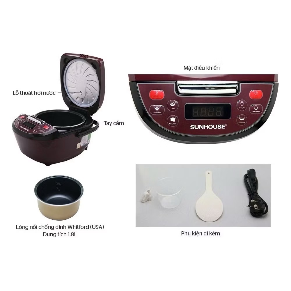 Nồi cơm điện SH8909 1.8L lòng nồi 5 lớp [BH: 1 Tháng]