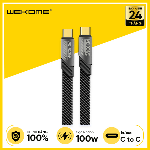 Cáp sạc nhanh 100w WEKOME WDC-192 (C-C) 2 đầu type c ra type-c chính hãng [BH 1 năm]