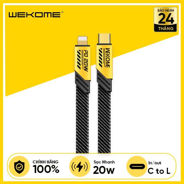 Cáp sạc nhanh 20w WEKOME WDC-191 (C-L) type c ra iphone lightning chính hãng [BH 1 năm]