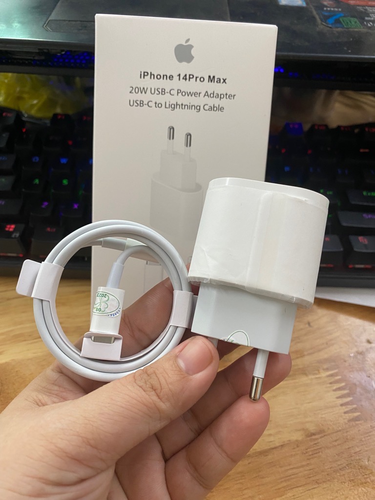 Bộ sạc nhanh 20w chân tròn hộp iPhone 14 Pro Max {Cóc A3447 EMC 3621, Cáp FTL936312TUA} cho iphone 11 12 13 trở lên [BH: 6 tháng]