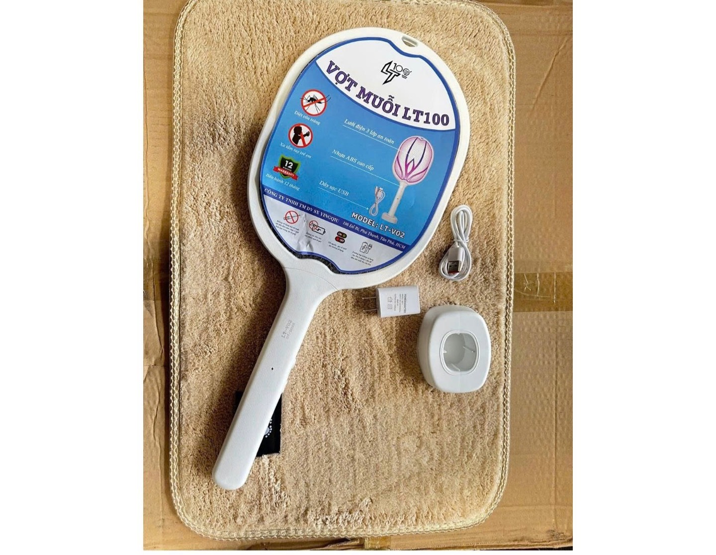Vợt muỗi LT100-V02 có đế cắm 3in1 [BH: 1 Tuần]
