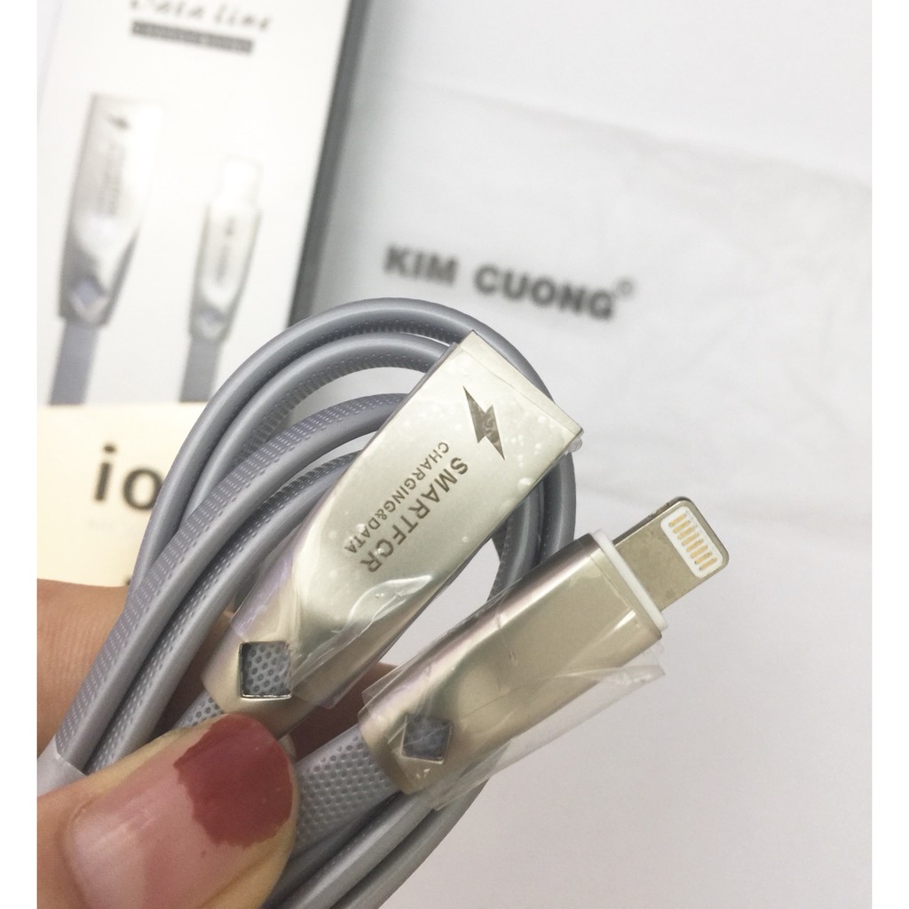 Cáp sạc nhanh 2.4A Kim Cương KM-S36i dây dù usb ra iPhone Lightning dây dẹp chính hãng [BH 3 tháng] / pktn sale