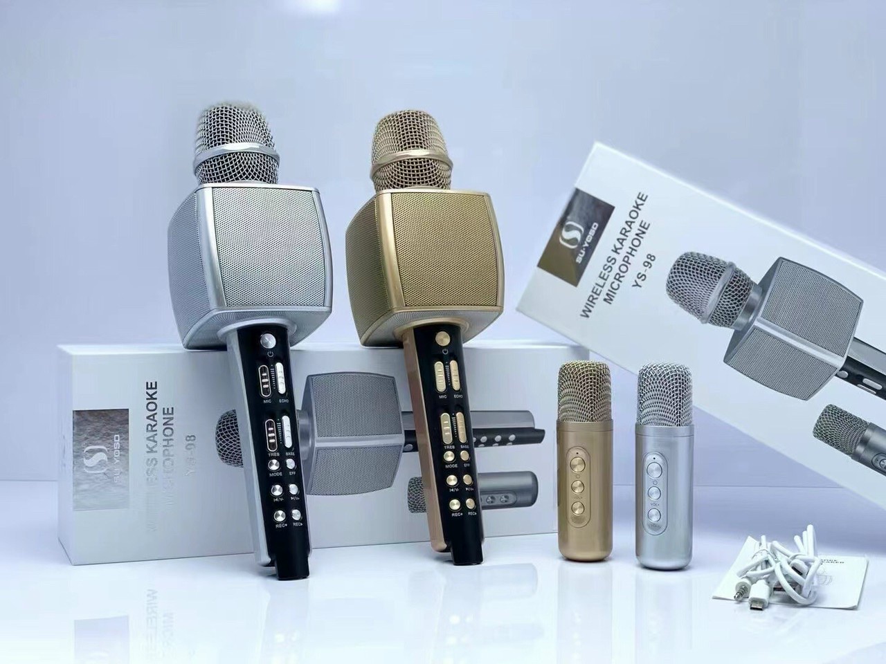 Micro bluetooth YOSD YS-98 bộ 2 mic không dây lớn nhỏ hát cặp song ca cao cấp loại 1 (Ys98) [BH 6 tháng] / pktn sale