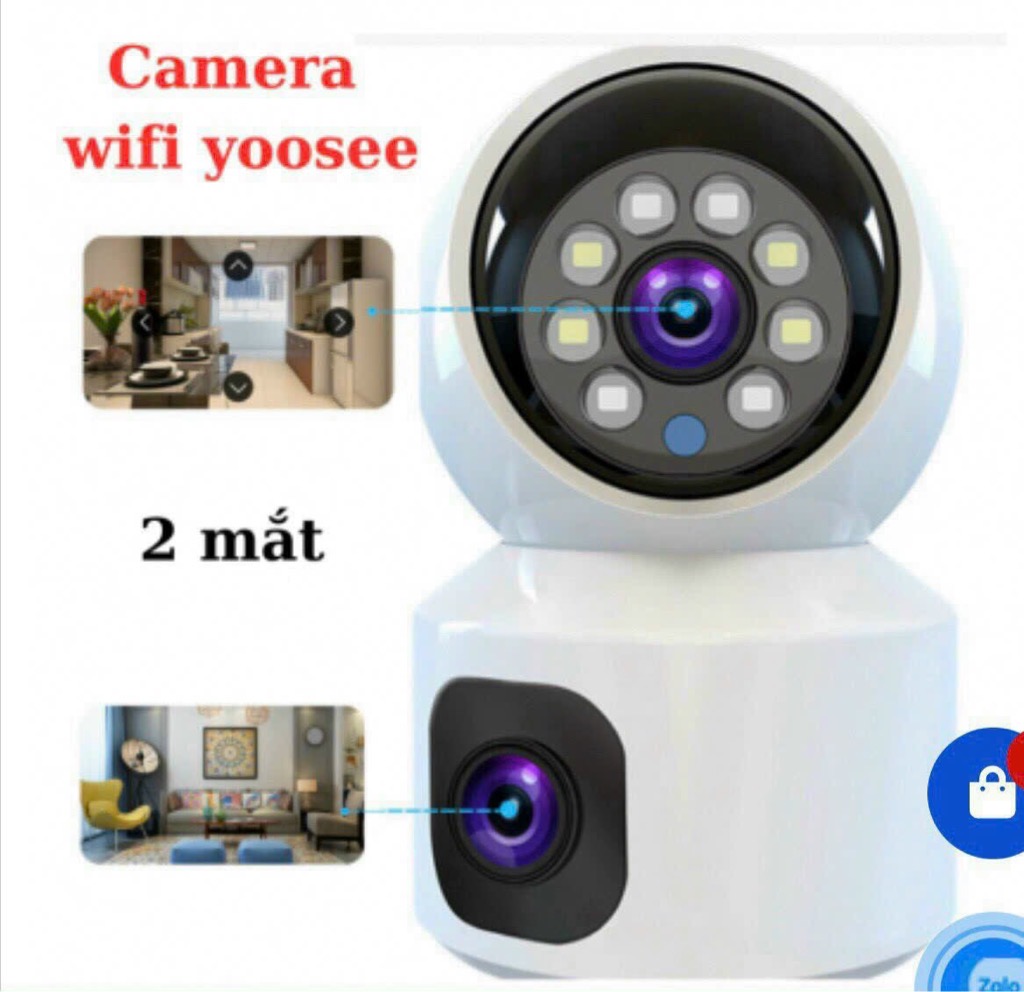 Camera IP Wifi Yoosee 2304 2 mắt (hộp xanh dương) 8.0MPX 1080P siêu nét (hiện 2 màn hình 2 mắt cùng lúc) ban đêm có màu chính hãng [BH 6 tháng]