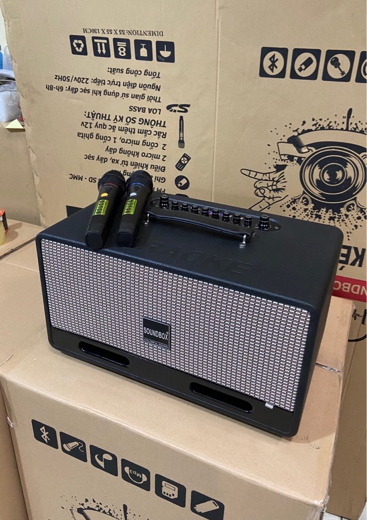 Loa kéo Soundbox T266 NEW 2 bass 16, 1 trebl 1 trung di động karaoke siêu hay bluetooth kèm 2 micro không dây [BH 1 năm]