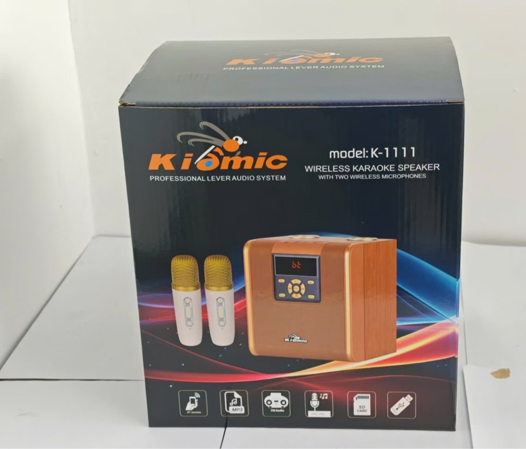 Loa karaoke mini KIOMIC K1111 kèm 2 micro hát bluetooth chính hãng [BH 6 tháng]