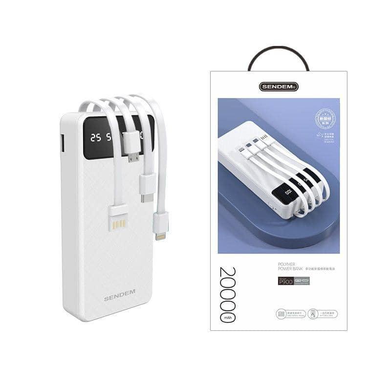 Pin sạc dự phòng Sendem P900, 20.000mAh có màn hình hiển thị % pin kèm 3 cáp liền thân chính hãng [BH:  tháng] 4l5a12