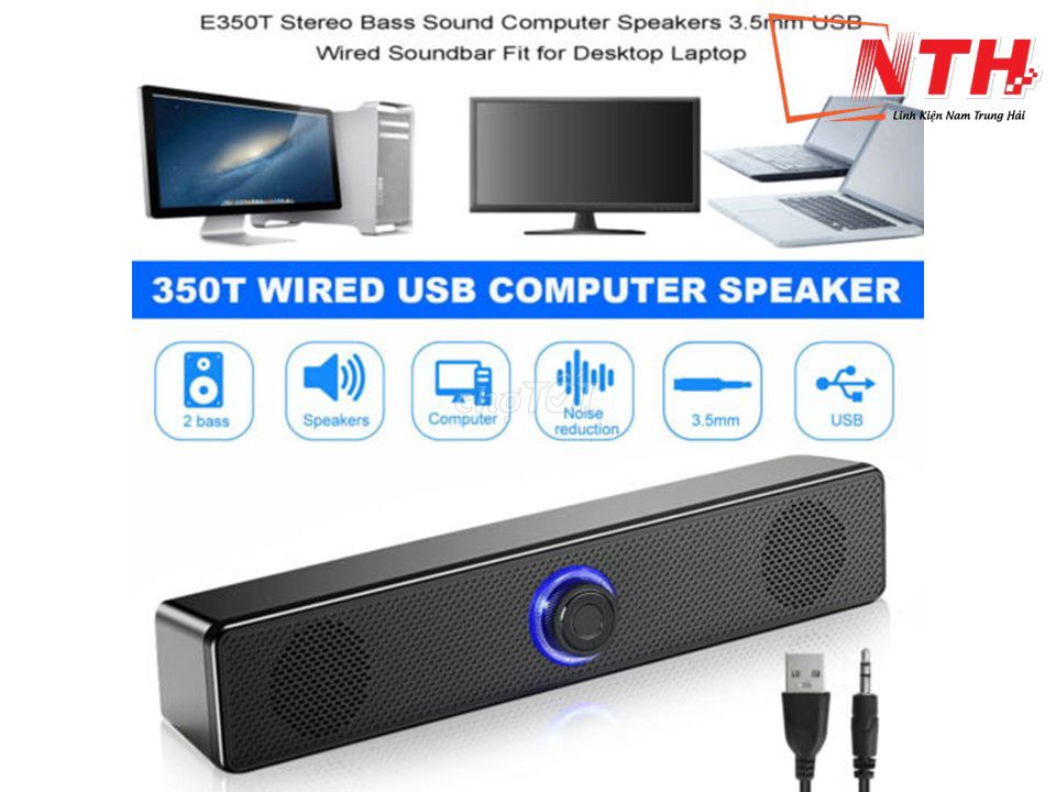 Loa bluetooth kiêm loa vi tính 2.0 Leerfei E-350T loa kiểu soundbar dài để bàn [BH 3 tháng]
