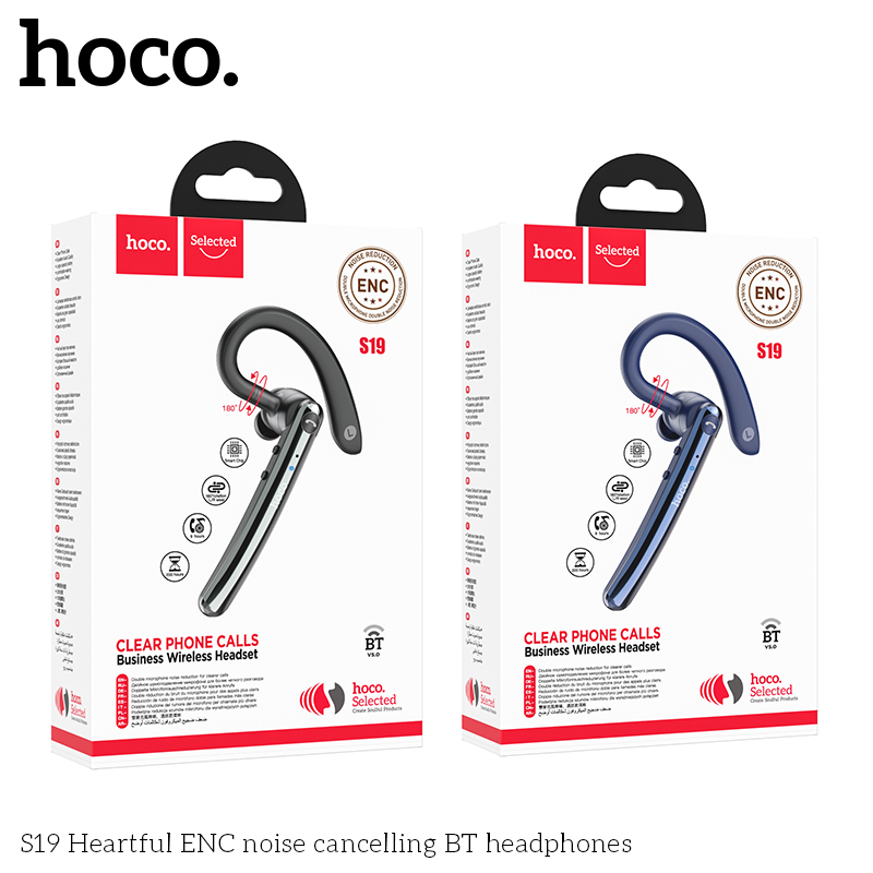 Tai nghe bluetooth HOCO S19  khử tiếng ồn kiểu dáng móc tai chính hãng [BH: 1 NĂM]