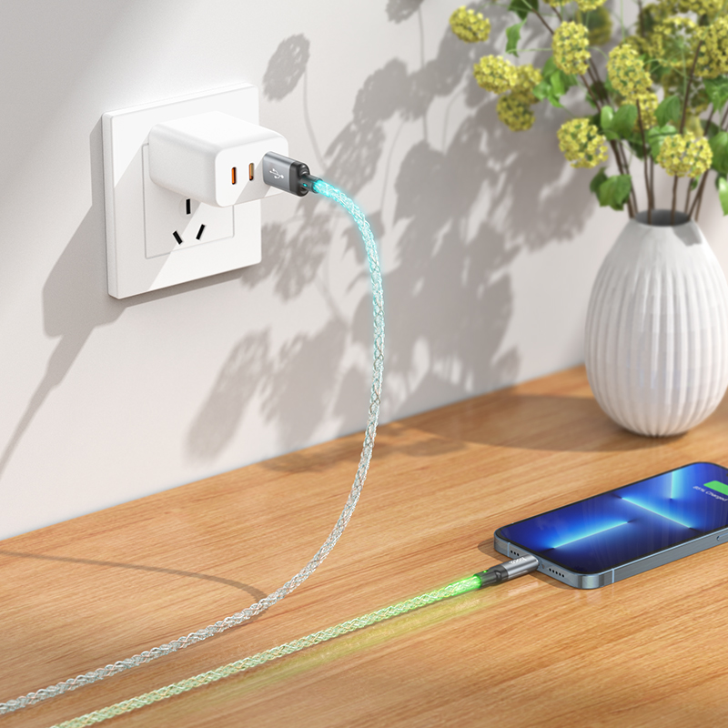 Cáp sạc nhanh dây led HOCO U112 usb ra iPhone Lightning 2.4A chính hãng [BH 1 năm]