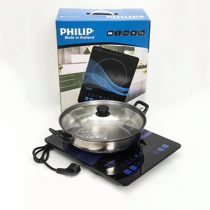 Combo Bếp điện từ và nồi lẩu đi kèm tiện lợi Philips 2500W [BH: Test Tại Chỗ]