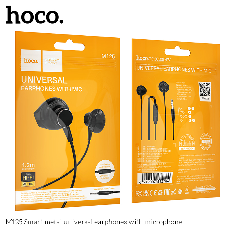 Tai nghe có dây 3.5 nhét tai HOCO M125 có Micro dài 1m2 chính hãng [BH 1 năm]