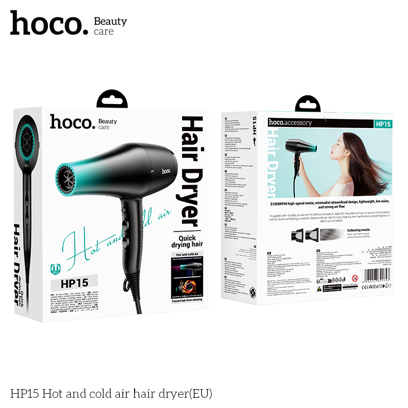 Máy sấy tóc không khí nóng và lạnh HOCO HP15 (EU) chính hãng [ BH 1 NĂM]