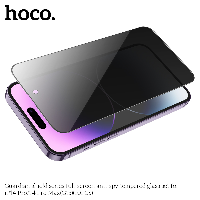 1 hộp 10 miếng kính cường lực chống nhìn trộm Hoco G15 full màn hình (TỪ IP X đến 15PROMAX)[BH: NONE]