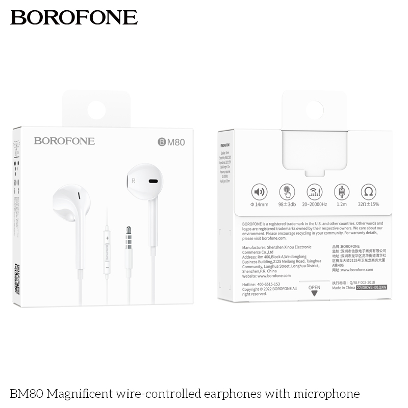 Tai nghe có dây 3.5 Borofone BM80 chính hãng [BH 1 NĂM]