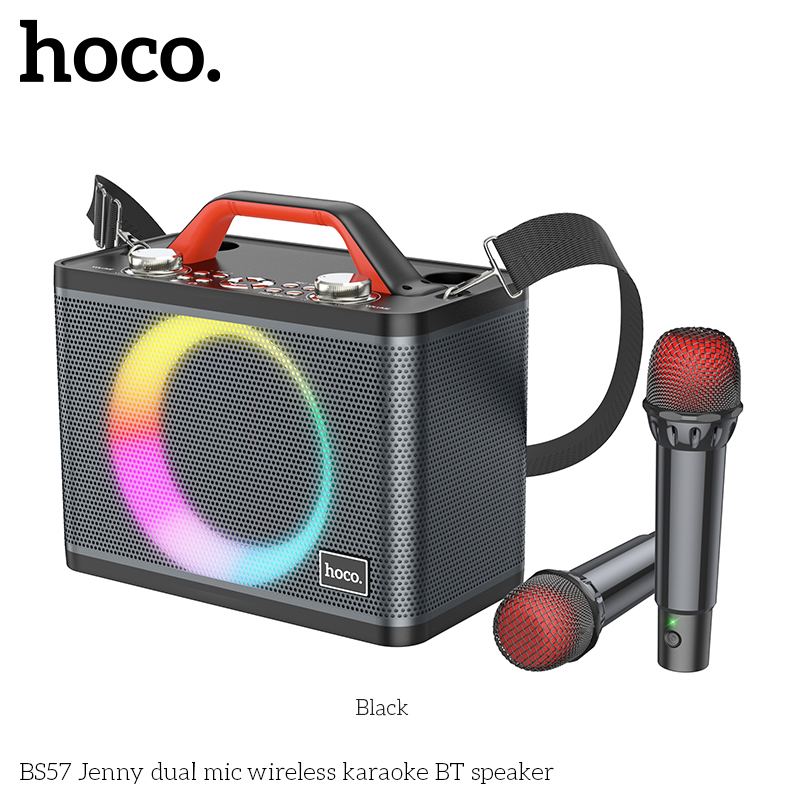 Loa karaoke Bluetooth không dây HOCO BS57 kèm 2 mic [BH 1 NĂM]