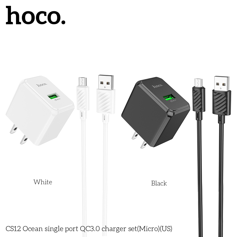 Bộ sạc nhanh Hoco CS12 Usb ra Micro 18W Q.C 3.0 chính hãng [BH 1 NĂM] / pktn sale