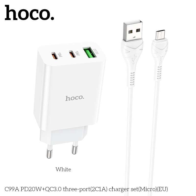 Bộ sạc Hoco C99a micro 1U2C 20W chính hãng [BH 1 năm]