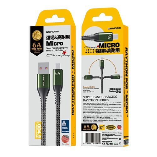Cáp sạc nhanh 6A Wekome WDC-169a usb ra type-c dây dù chính hãng [BH 1 năm]