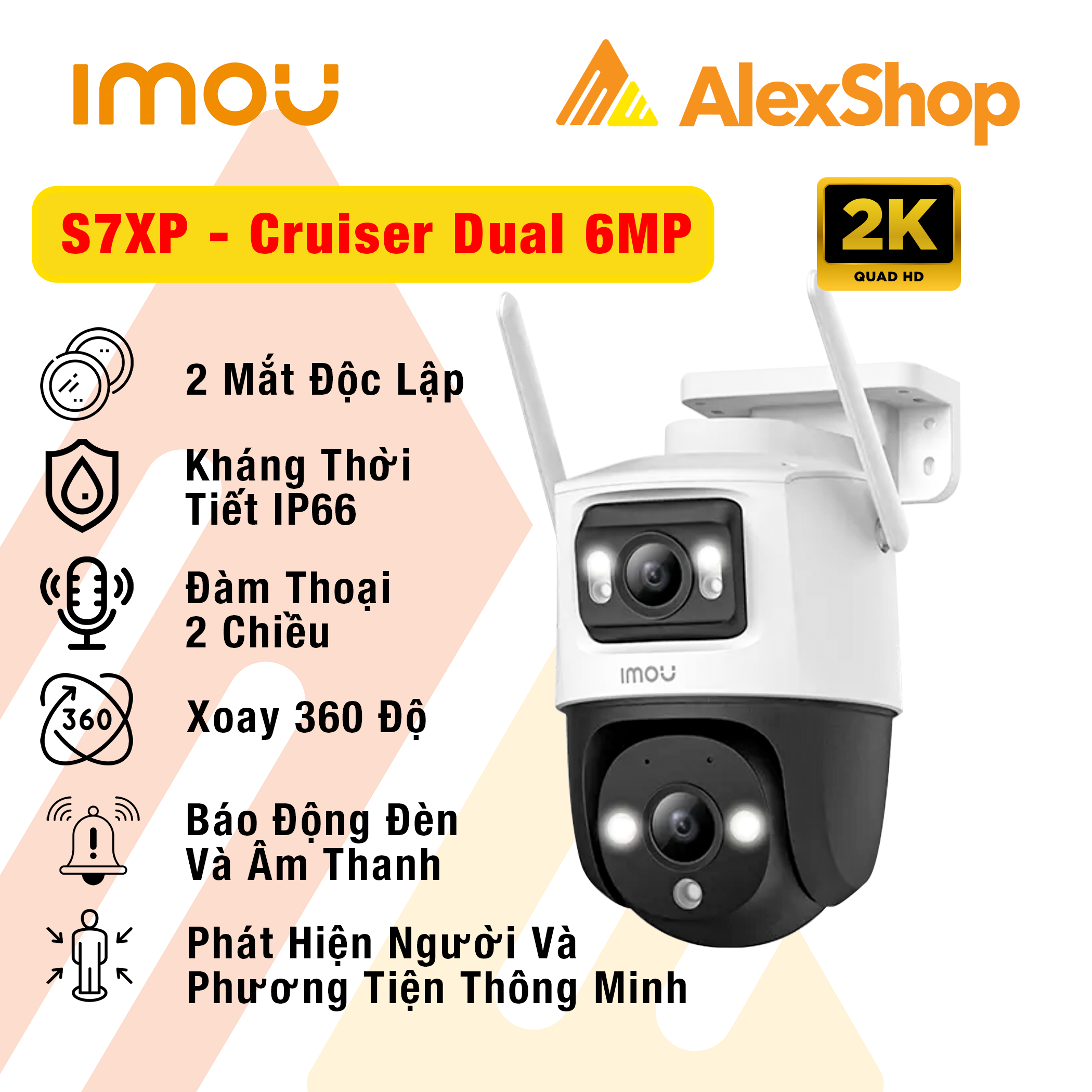 Camera IP Wifi IMOU 10MP 2 Mắt Cruiser Dual  ngoài trời S7XP siêu nét chính hãng [BH 1 năm]