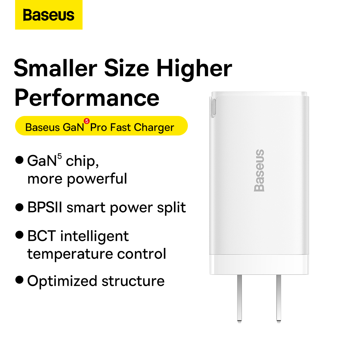 Cóc sạc nhanh Baseus 3 cổng gồm (1 cổng USB+ 2 cổng Type C 65w} tặng kèm cáp 2 đầu Type C (100w)  mã GAN5PRO chính hãng {Bộ sạc nhanh Type C} [BH: 1 năm]