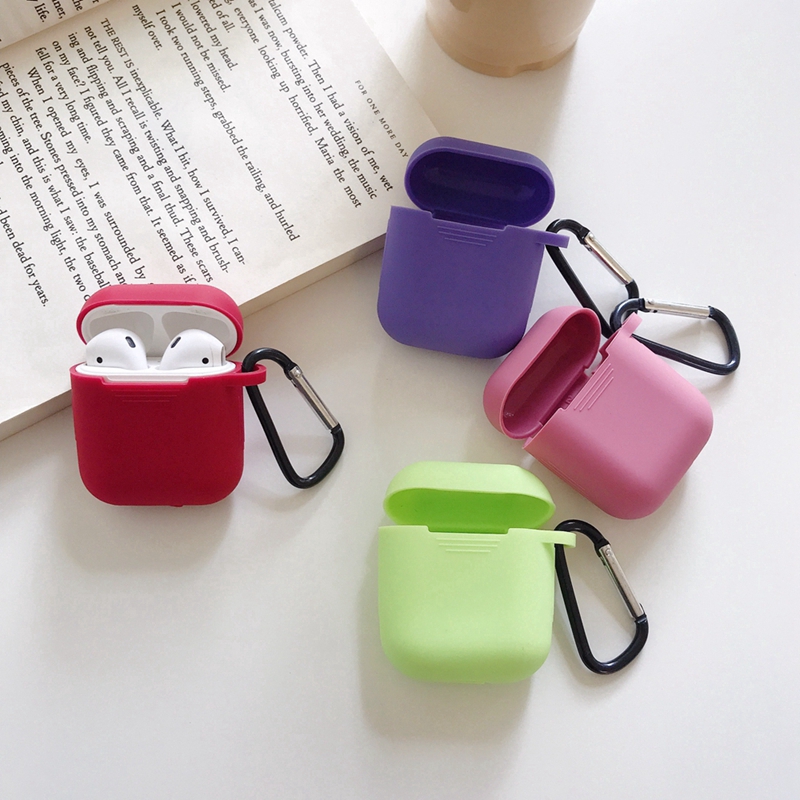 Ốp vỏ đựng silicone cho tai nghe airpods2 nhiều màu có móc khoá / pktn sale