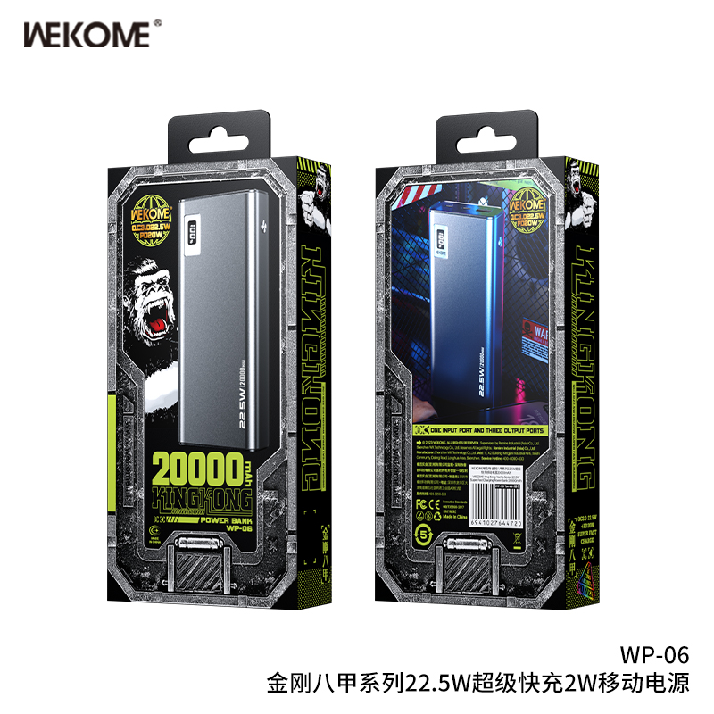 Pin sạc dự phòng 22.5W WEKOME WP-06, dung lượng 20.000mAh có màn hình thiển thị % pin [BH: 6 THÁNG]