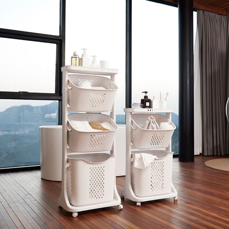 Kệ 4 tầng spa VN5567.3 có bánh xe, kệ nhựa đựng quần áo, đồ gia dụng, tả bỉm, đồ chơi 3 rổ tiện lợi