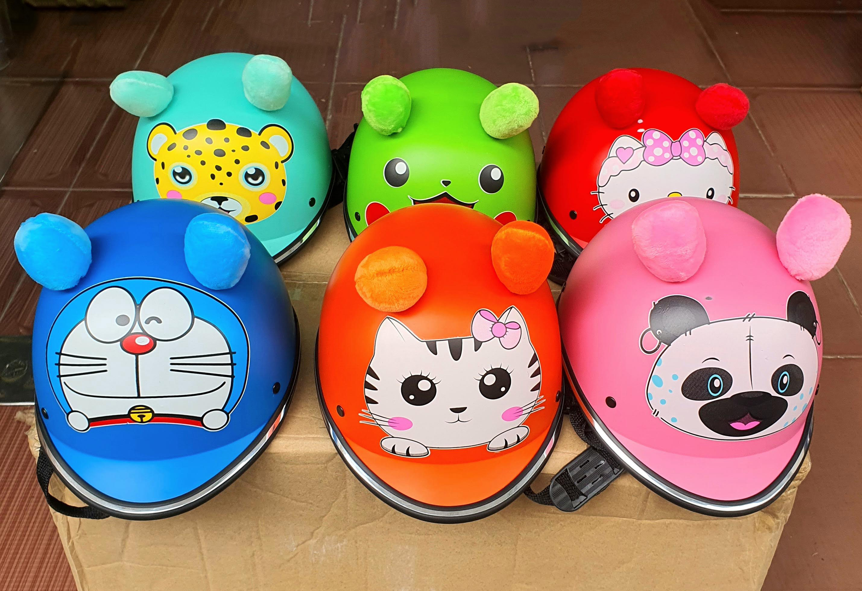 Nón bảo hiểm nửa đầu TAI GẤU cho bé 2 - 6 tuổi hoạt hình
