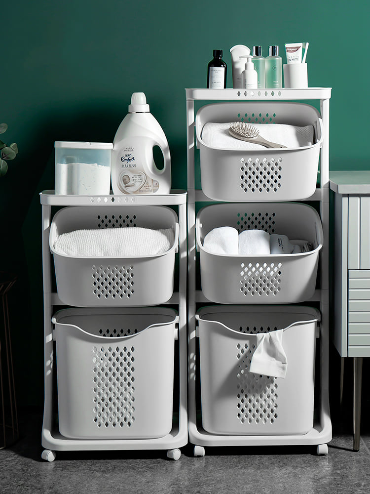 Kệ 4 tầng spa VN5567.3 có bánh xe, kệ nhựa đựng quần áo, đồ gia dụng, tả bỉm, đồ chơi 3 rổ tiện lợi