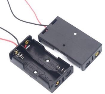 Hộp nhựa đựng 2 pin AA có dây dẫn