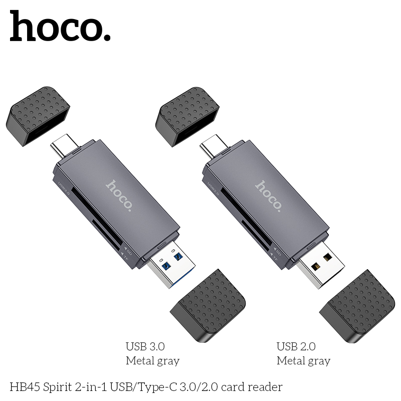 Đầu đọc thẻ nhớ HOCO HB45 2 trong 1 USB/TYPE-C (USB 2.0) chính hãng [BH 1 năm]