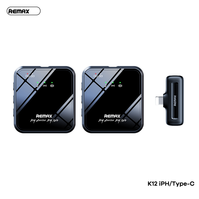 Micro thu âm không dây bộ 2 cái live stream Remax K12 Type C 200mAh DSP+ANC chính hãng [BH 1 năm]