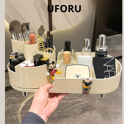 Kệ mỹ phẩm để bàn KIOTO 2 ngăn, 1 ngăn đứng 1 ngăn xoay 360 độ tiện lợi [BH: None]
