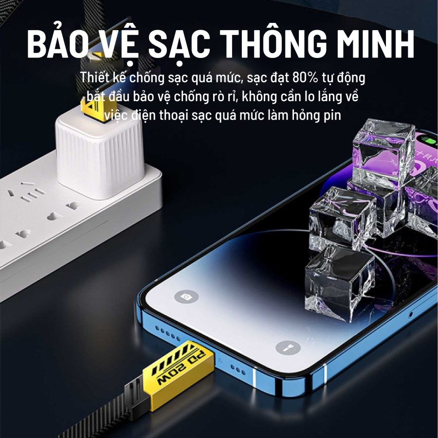 Cáp sạc nhanh 20w WEKOME WDC-191 (C-L) type c ra iphone lightning chính hãng [BH 1 năm]