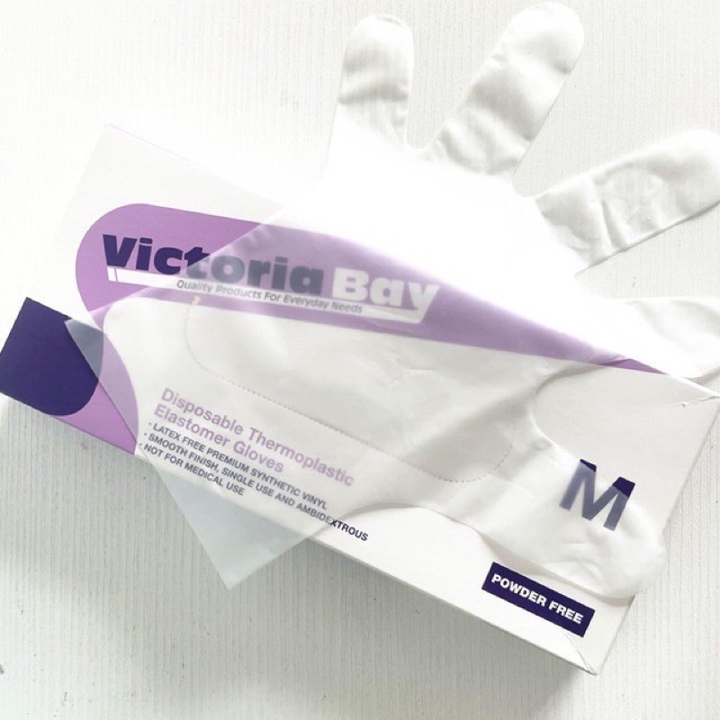 Bao tay cao su siêu dai trong suốt hộp 100pcs  (găng tay TPE) Victoria Bay làm bếp