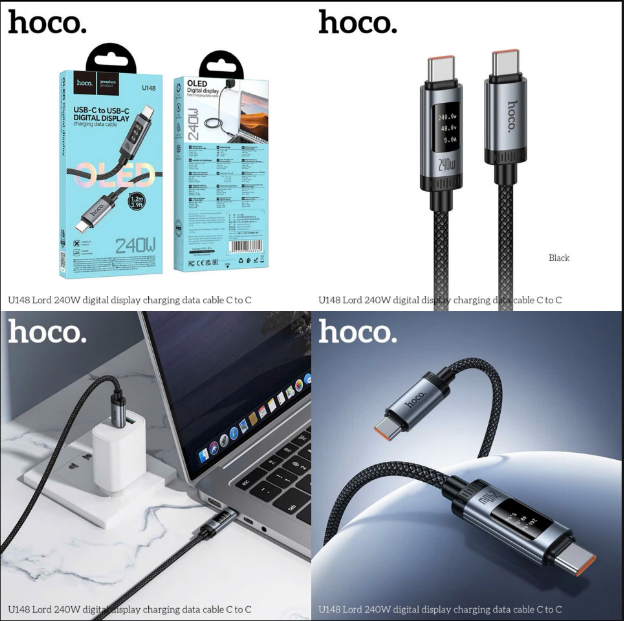 Cáp sạc nhanh 240w HOCO U148 (c-c) cáp 2 đầu Type C dây dù dài 1m2 siêu tiện lợi
