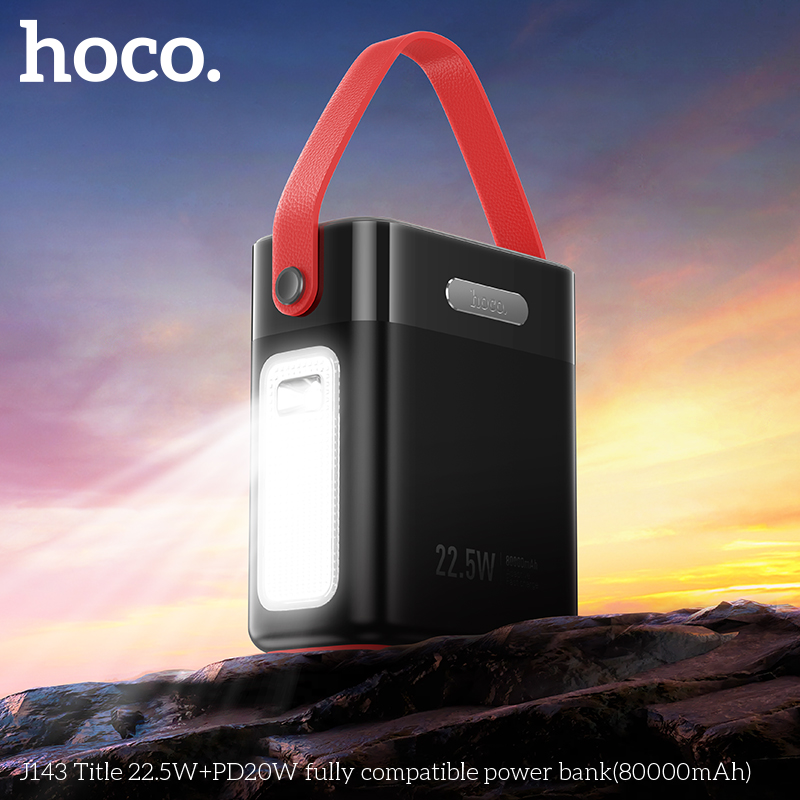 Pin sạc nhanh 22.5w+PD20W HOCO J143 80.000mAh dự phòng kiêm đèn pin phát sáng chính hãng [BH 1 Năm]
