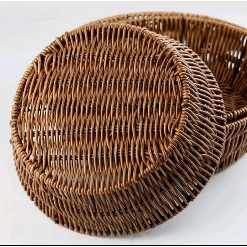 Rổ nhựa đan giả giỏ mây size 25.5cm HT.735 [BH: NONE]