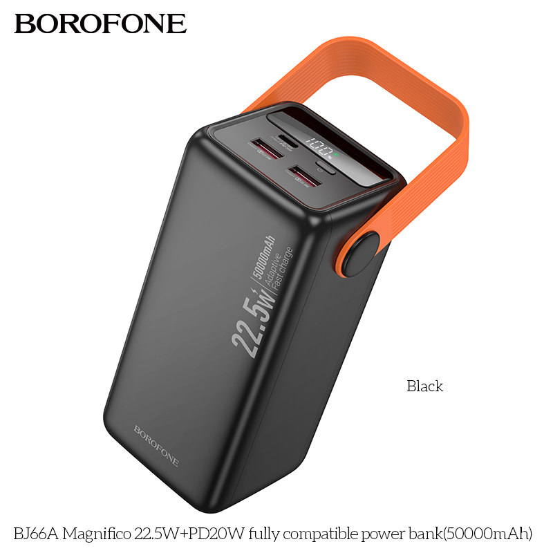 Pin sạc nhanh 22.5w+PD20W BOROFONE BJ66A 50.000mAh dự phòng kiêm đèn pin phát sáng chính hãng [BH 1 Năm]