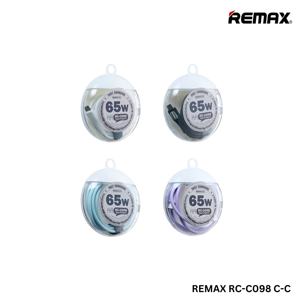 Cáp sạc nhanh 65w REMAX RC-C098 (C-C) 2 đầu Type-C ra TypeC chính hãng [BH 1 năm]